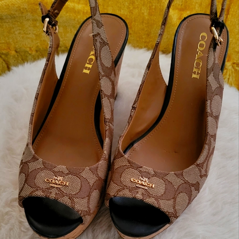 Coach ferry signature platform wedge sandal